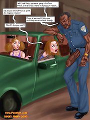 Pulled over - interracial xxx comics about ebony policeman with huge pecker