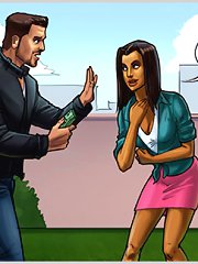 Hot cartoon sex slut wild fucked in the street with a huge strange cock