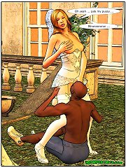 Black gardener wants to fuck that white cartoon woman