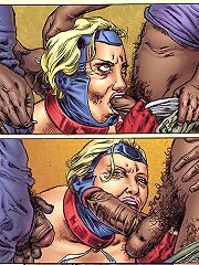 Hard interracial gangband with mature woman dressed like a superhero on john person comics