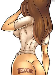 XXX sketches of cartoon lesbians and irresistible cartoon boobs of young cowgirl